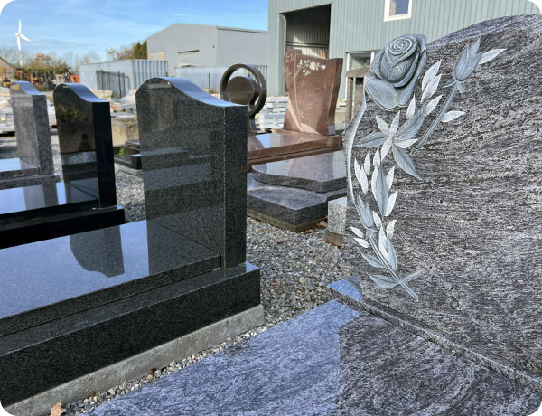 pierres tombales en marbres et granit dans la région de Liège