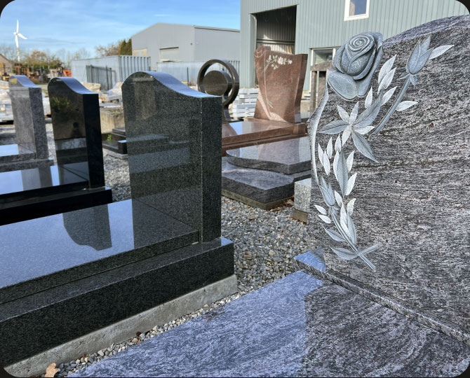 pierres tombales en marbres et granit dans la région de Liège